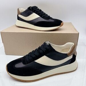 Vince Olla Runner Women's Sneaker Running Shoes Black Leather Lace Up US 7.5